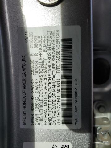 1HGCV1F41LA016013 - 2020 HONDA ACCORD EX SILVER photo 12