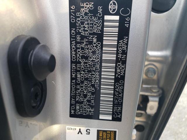 JTDKBRFU4G3023260 - 2016 TOYOTA PRIUS BLUE photo 12