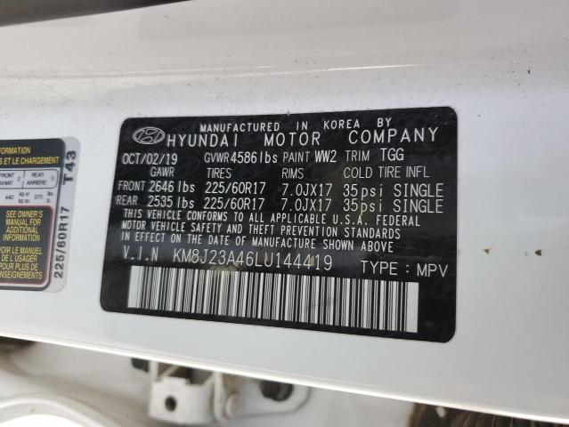 KM8J23A46LU144419 - 2020 HYUNDAI TUCSON SE WHITE photo 12