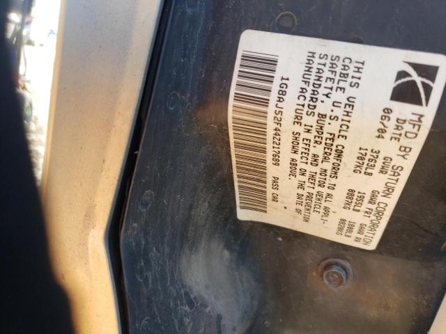1G8AJ52F44Z217689 - 2004 SATURN ION LEVEL 2 金色 照片 12