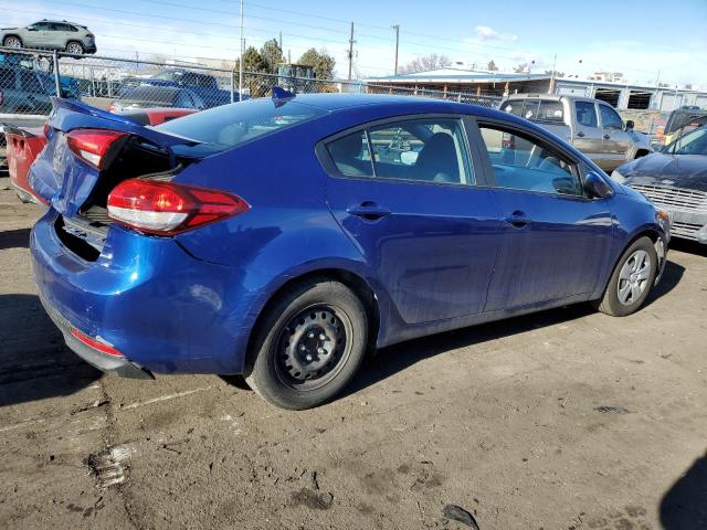 3KPFL4A78HE145360 - 2017 KIA FORTE LX BLUE photo 3