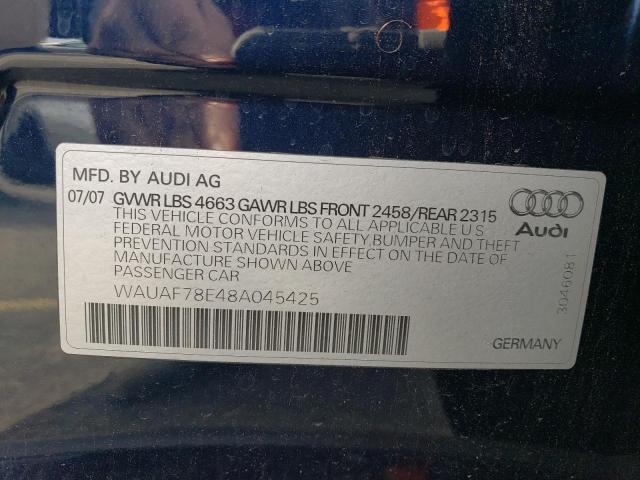 WAUAF78E48A045425 - 2008 AUDI A4 2.0T BLUE photo 12