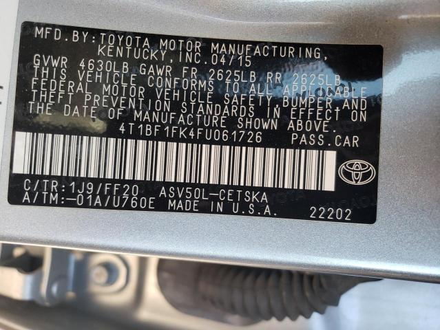4T1BF1FK4FU061726 - 2015 TOYOTA CAMRY LE SILVER photo 12