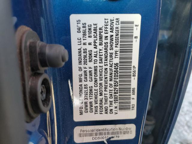 19XFB2F85FE058456 - 2015 HONDA CIVIC EX BLUE photo 13