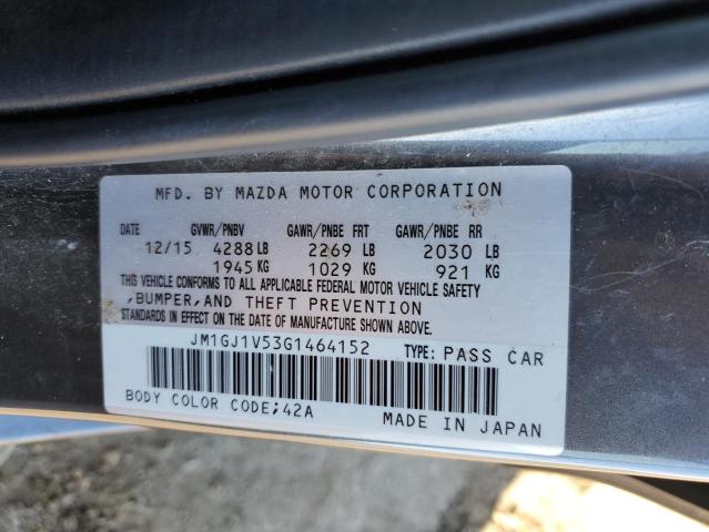 JM1GJ1V53G1464152 - 2016 MAZDA 6 TOURING GRAY photo 12