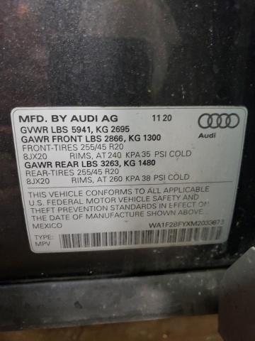 WA1F2BFYXM2033878 - 2021 AUDI Q5 PRESTIGE GRAY photo 12