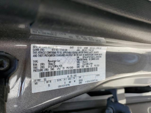 1FAHP3F22CL308398 - 2012 FORD FOCUS SE CHARCOAL photo 12