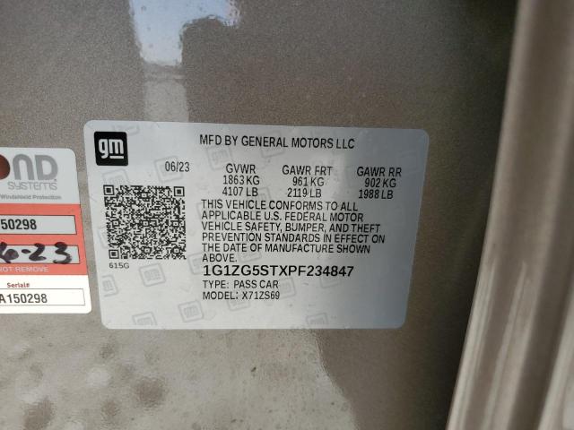 1G1ZG5STXPF234847 - 2023 CHEVROLET MALIBU RS თაფლისფერი ფოტო 12