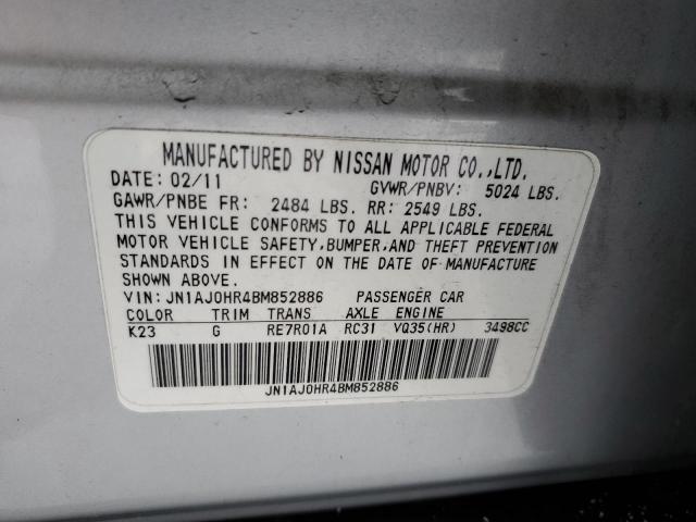 JN1AJ0HR4BM852886 - 2011 INFINITI EX35 BASE თეთრი ფოტო 13