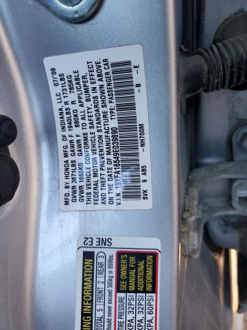 19XFA16549E039890 - 2009 HONDA CIVIC LX SILVER photo 12