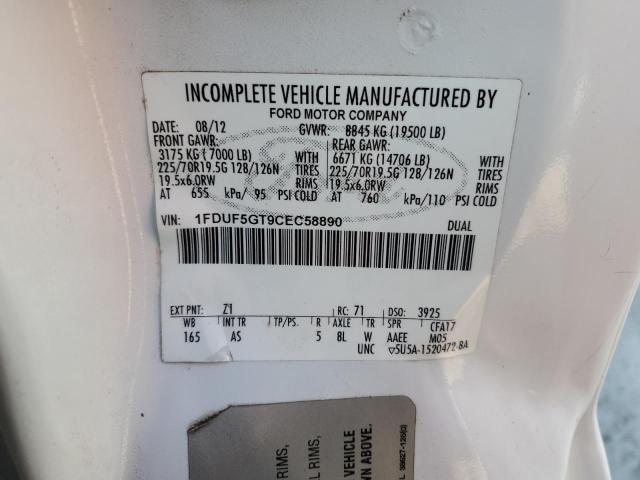 1FDUF5GT9CEC58890 - 2012 FORD F550 SUPER DUTY WHITE photo 10