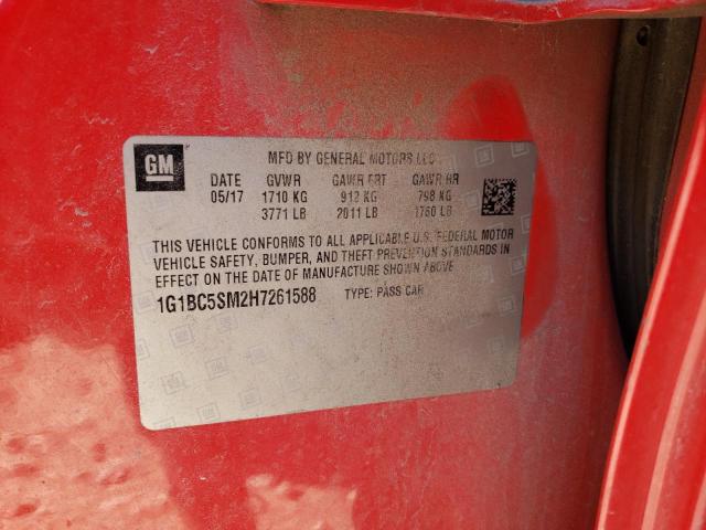 1G1BC5SM2H7261588 - 2017 CHEVROLET CRUZE LS RED photo 13