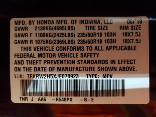 7FARW2H5XJE070923 - 2018 HONDA CR-V EX MAROON photo 13