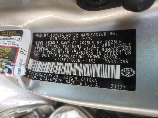 4T1BF1FK0GU242162 - 2016 TOYOTA CAMRY LE GOLD photo 12