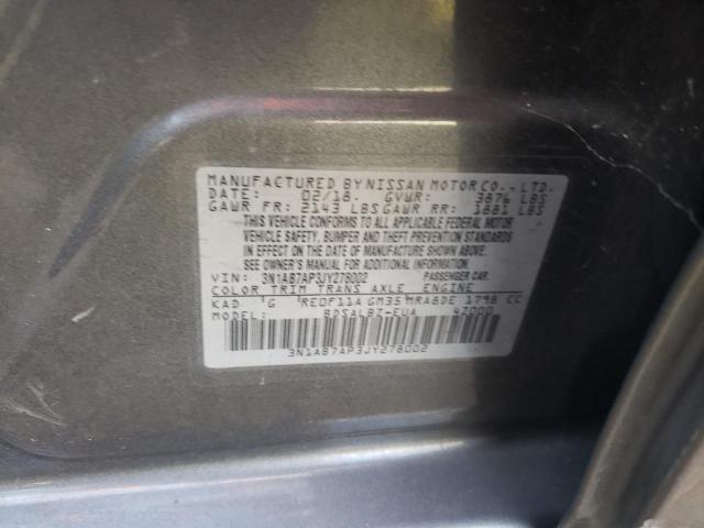 3N1AB7AP3JY278002 - 2018 NISSAN SENTRA S GRAY photo 12