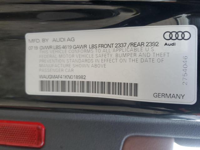 WAUGMAF41KN018982 - 2019 AUDI A4 PREMIUM BLACK photo 12