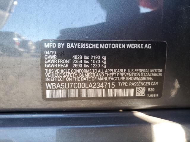 WBA5U7C00LA234715 - 2020 BMW M340I GRAY photo 12