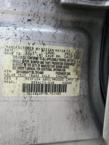 3N1AB6AP7BL701480 - 2011 NISSAN SENTRA 2.0 SILVER photo 12