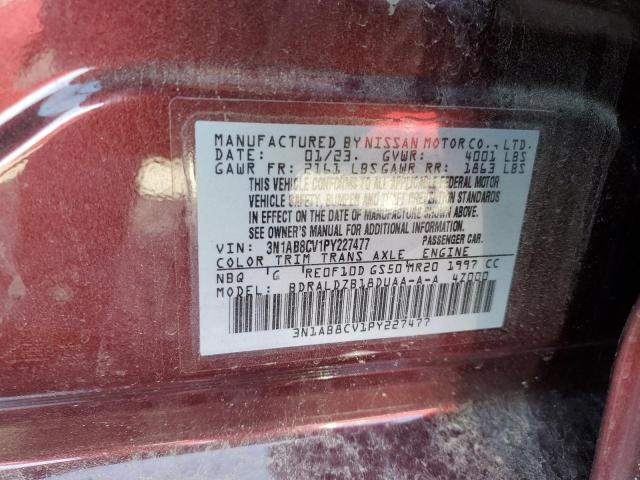 3N1AB8CV1PY227477 - 2023 NISSAN SENTRA SV RED photo 12