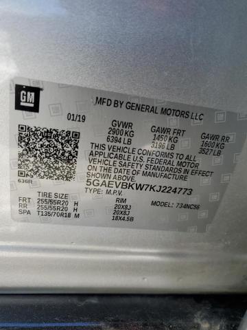 5GAEVBKW7KJ224773 - 2019 BUICK ENCLAVE PREMIUM SILVER photo 12