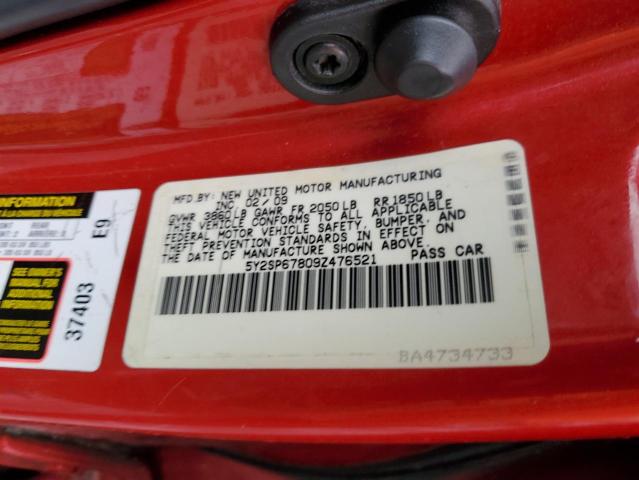 5Y2SP67809Z476521 - 2009 PONTIAC VIBE RED photo 12