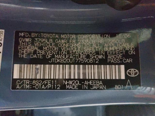 JTDKB20U177590812 - 2007 TOYOTA PRIUS BLUE photo 12