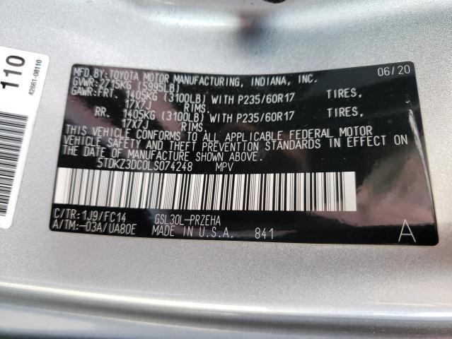 5TDKZ3DC0LS074248 - 2020 TOYOTA SIENNA LE SILVER photo 13