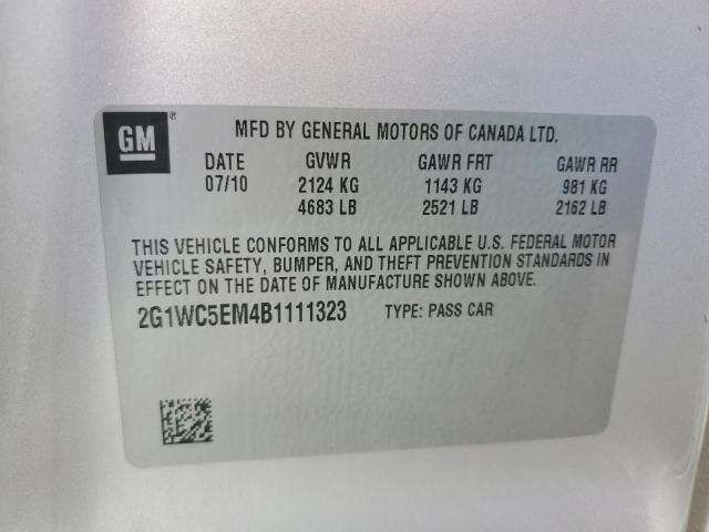 2G1WC5EM4B1111323 - 2011 CHEVROLET IMPALA LTZ SILVER photo 12