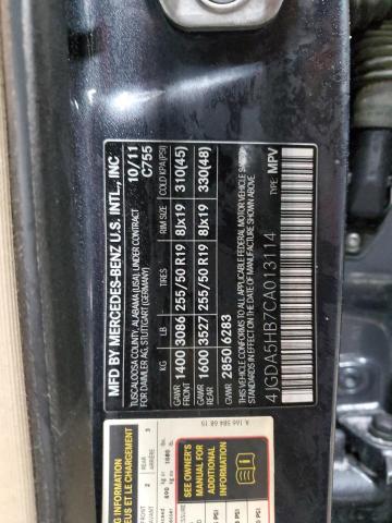 4JGDA5HB7CA013114 - 2012 MERCEDES-BENZ ML 350 4MATIC BLACK photo 13