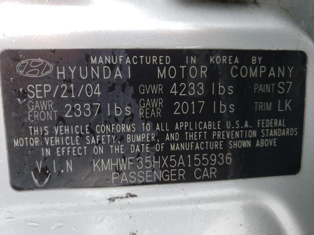 KMHWF35HX5A155936 - 2005 HYUNDAI SONATA GLS SILVER photo 13