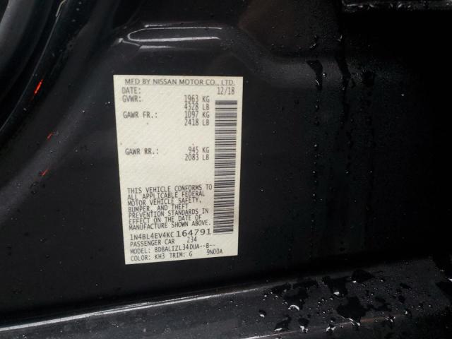 1N4BL4EV4KC164791 - 2019 NISSAN ALTIMA SL BLACK photo 12