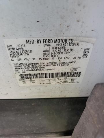 1FM5K8AR5EGA28902 - 2014 FORD EXPLORER POLICE INTERCEPTOR WHITE photo 13