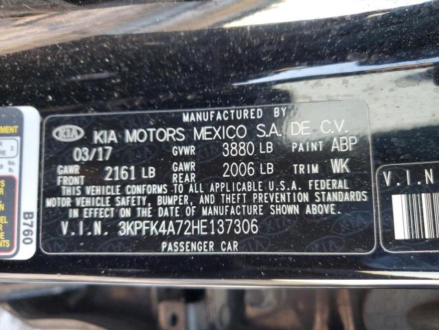 3KPFK4A72HE137306 - 2017 KIA FORTE LX BLACK photo 12