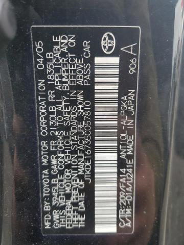 JTKDE167350057810 - 2005 TOYOTA SCION TC BLACK photo 12
