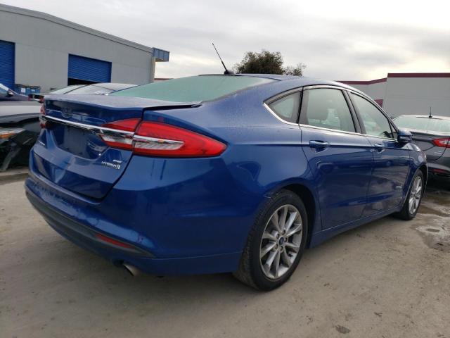 3FA6P0LUXHR131264 - 2017 FORD FUSION SE HYBRID BLUE photo 3