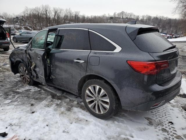 5FRYD4H43FB007944 - 2015 ACURA MDX TECHNOLOGY GRAY photo 2