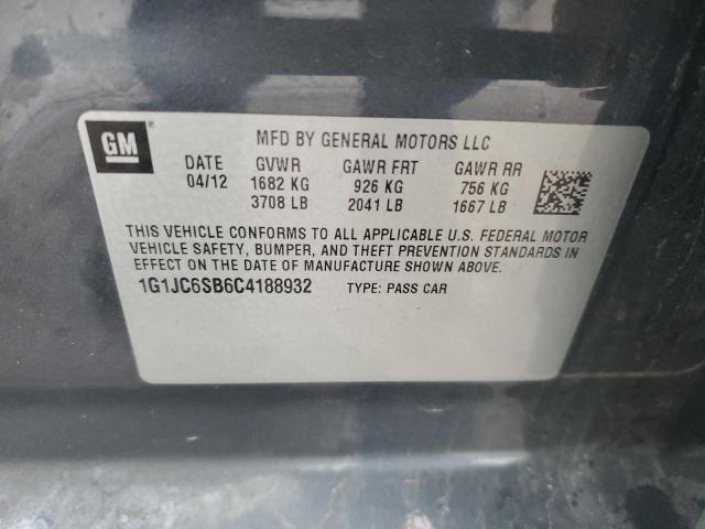 1G1JC6SB6C4188932 - 2012 CHEVROLET SONIC LT GRAY photo 12