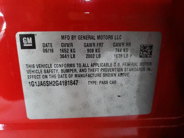 1G1JA6SH2G4181847 - 2016 CHEVROLET SONIC LS RED photo 12