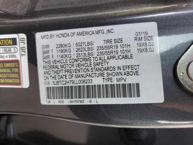 5J8TC2H79LL008233 - 2020 ACURA RDX ADVANCE CHARCOAL photo 13