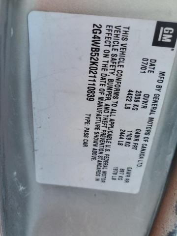 2G4WB52K021110839 - 2002 BUICK REGAL LS 棕色 照片 12