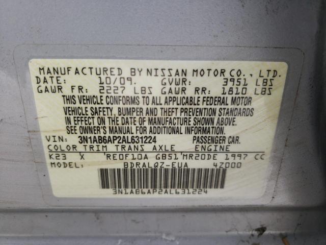 3N1AB6AP2AL631224 - 2010 NISSAN SENTRA 2.0 SILVER photo 12