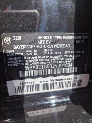 WBA8E1G50JNU91604 - 2018 BMW 320 I BLACK photo 10