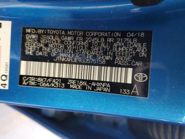 JTNKARJE9JJ575158 - 2018 TOYOTA COROLLA IM BLUE photo 12