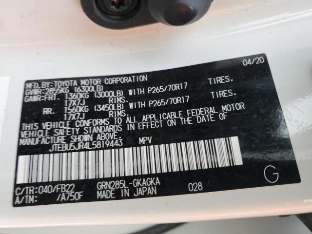 JTEBU5JR4L5819443 - 2020 TOYOTA 4RUNNER SR5/SR5 PREMIUM 白色 照片 13