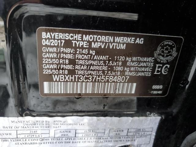 WBXHT3C37H5F84807 - 2017 BMW X1 XDRIVE28I BLACK photo 13