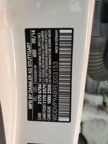 WDDVP9AB9EJ003153 - 2014 MERCEDES-BENZ B ELECTRIC WHITE photo 12