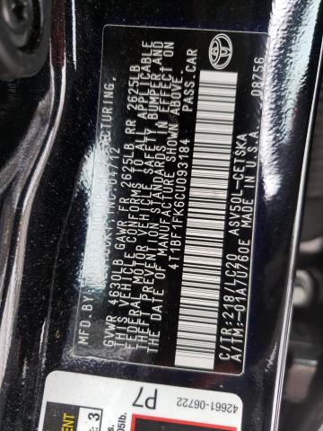 4T1BF1FK6CU093184 - 2012 TOYOTA CAMRY BASE CHARCOAL photo 12