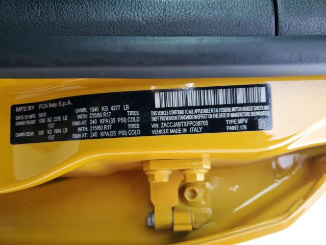 ZACCJABTXFPC08705 - 2015 JEEP RENEGADE LATITUDE YELLOW photo 12