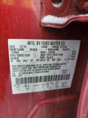 2FMDK4KC7BBA70487 - 2011 FORD EDGE LIMITED RED photo 13