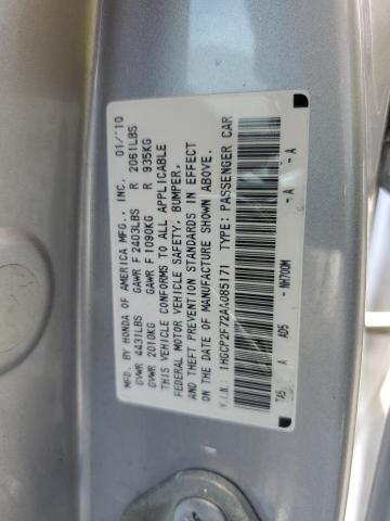 1HGCP2F72AA085171 - 2010 HONDA ACCORD EX SILVER photo 12